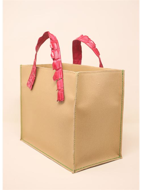Borsa a mano con manico coccodrillo fucsia Laboratorio Capri | GRETACAMELFUXIA